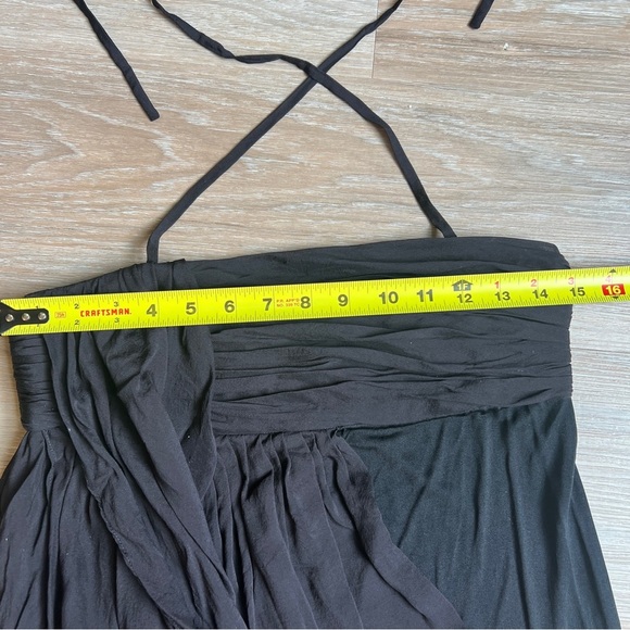 Alice + Olivia Black Silk Halter Mini Dress Y2K Asymmetrical Size Small LBD - Picture 6 of 10
